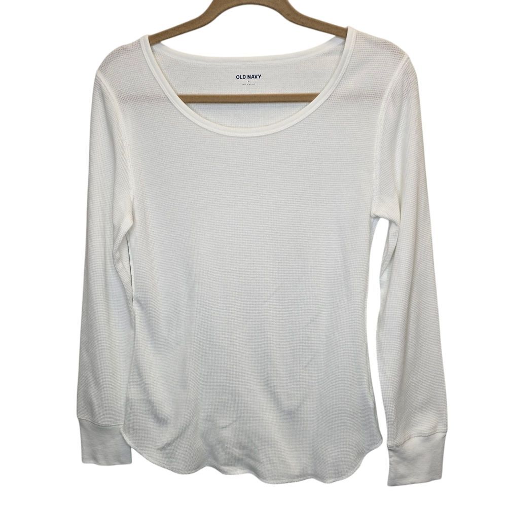 Old Navy Women's M White Thermal Long Sleeve Tee Top
